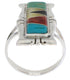 Sterling Silver Multicolor Inlay Southwestern Ring Size 6-3/4 WX41274